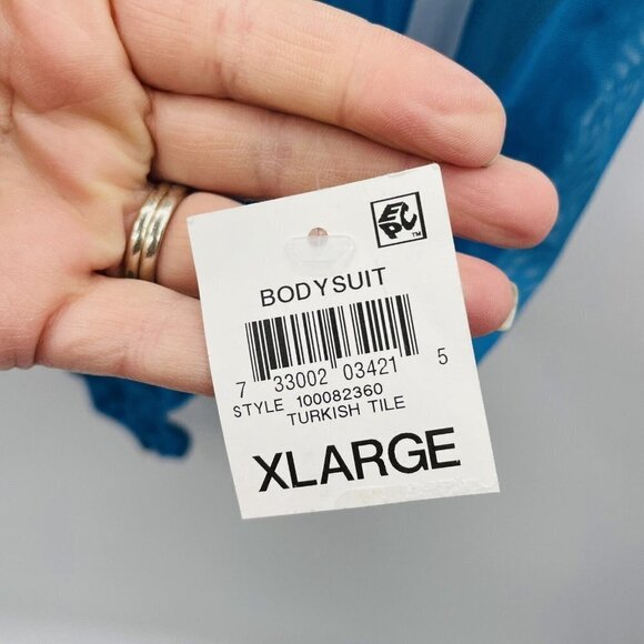 INC International Concepts Womens XL Long-Sleeve Lace Mesh Bodysuit Blue 891 - Picture 7 of 9